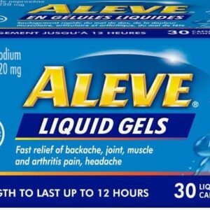 Aleve Liquid Gels Naproxen Sodium Capsules, 220 mg (NSAID) Pain Reliever/Fever Reducer