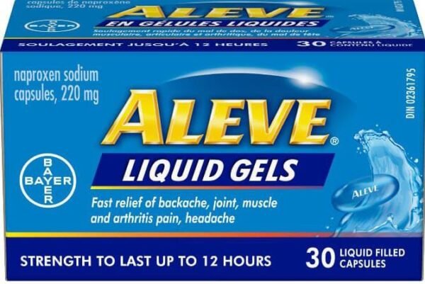 Aleve Liquid Gels Naproxen Sodium Capsules, 220 mg (NSAID) Pain Reliever/Fever Reducer